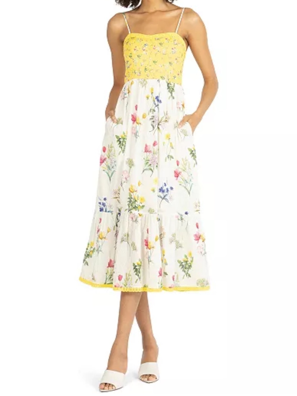 Cotton Dress Floral Midi Sundress Cottagecore Summer Boho Classic Fairy-core